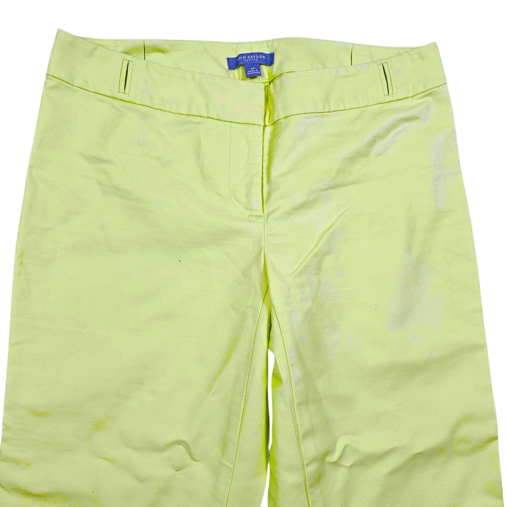 Ann Taylor LOFT Vibrant Lemon Lime Relaxed Fit Casual Capri Pants In 2P - Picture 2 of 6